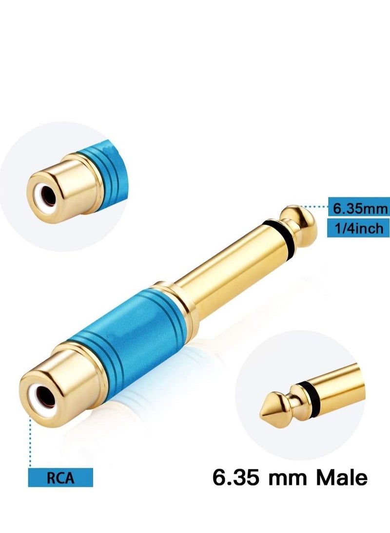 Captaintech 2 Pack RCA to 1/4 Adapter, Pure Copper RCA to Quarter Inch Adapter Male 6.35mm TS Jack Plug to RCA Audio Connector Gold Plated - Image 3