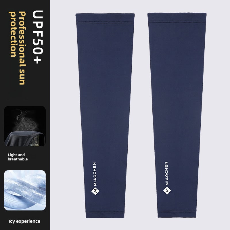 Mens Cooling Sun Protection Ice Silk Sleeve Covers Blue  - Image 1