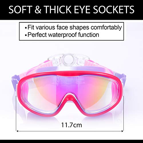 Young4us 2 Pack Kids Swim Goggles, UV Protection, Anti Fog Swimming Glasses for Children from 3 to 15 Years Old, Black/Green & White/Pink/Purple, - Image 2