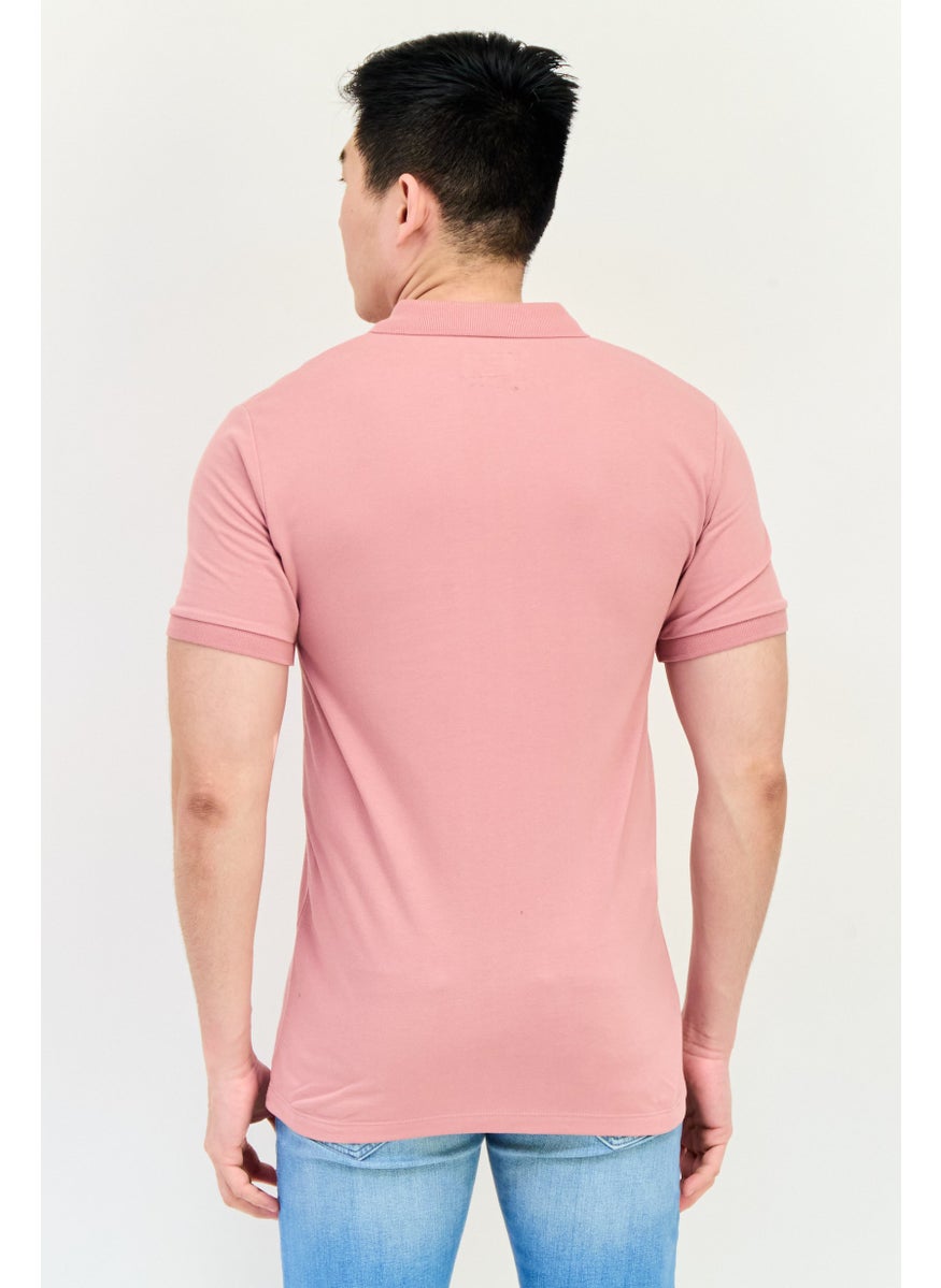 Wrangler Men Regular Fit Brand Logo Short Sleeves Polo Shirt, Dusty Rose  - Image 4