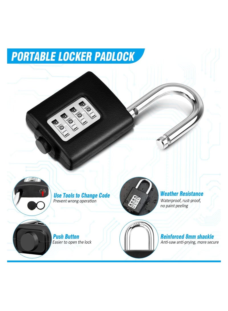 Combination Padlock Outdoor Weatherproof Padlocks Outdoor Heavy Duty Small Padlock Locker with Code Lock for Gym School Home Garage Hasp Locker Bike Lock - Image 2