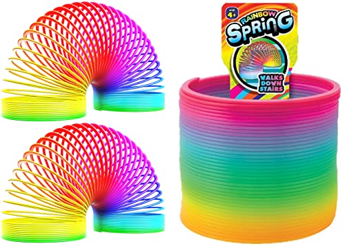 JARU Big Magic Rainbow Color Spring Pack 2 Units Original Plastic Spring Fidget Toy Kids CoilToy for Girls Boys Colorful Neon Color Sensory Vintage Toys 17022A - Image 1