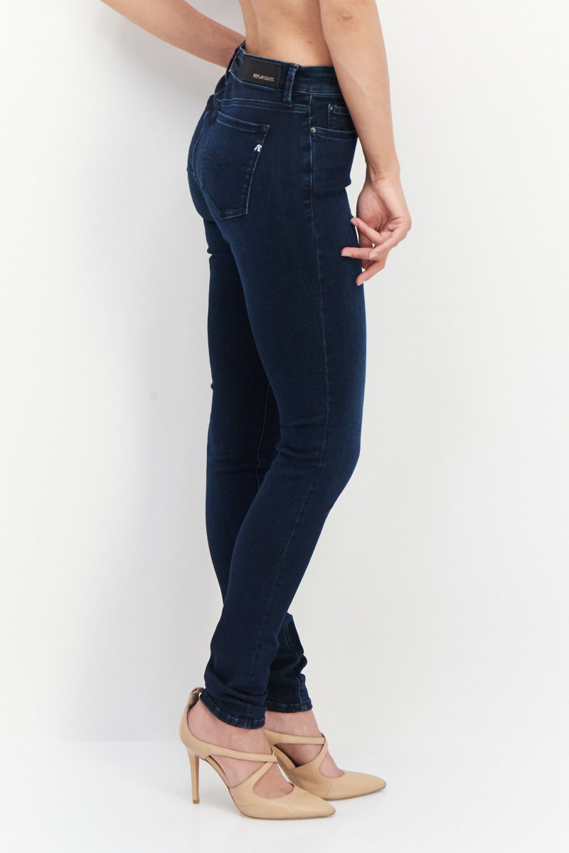 Replay Women Skinny Fit Wash Stretchable Denim, Navy Blue - Image 4