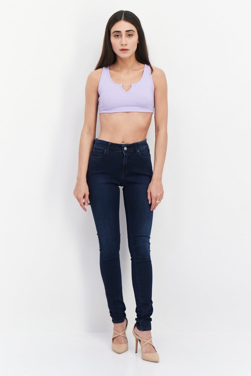 Replay Women Skinny Fit Wash Stretchable Denim, Navy Blue - Image 2