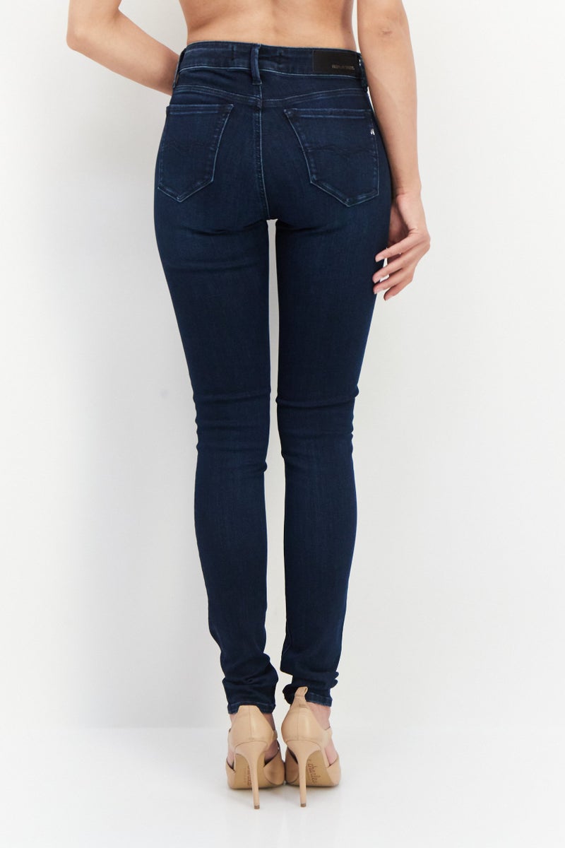Replay Women Skinny Fit Wash Stretchable Denim, Navy Blue - Image 3