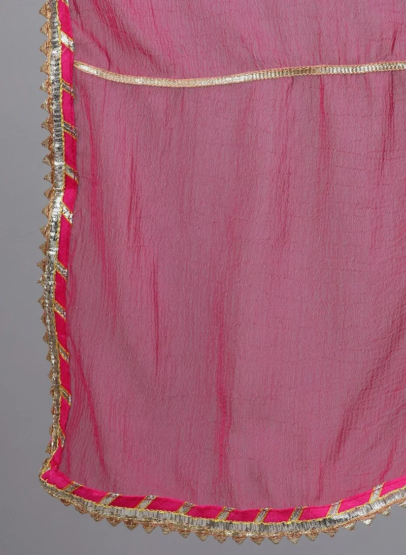 ISHIN  Women Pink Embroidered Kurta with Trousers Dupatta for Women | Best Price UAE