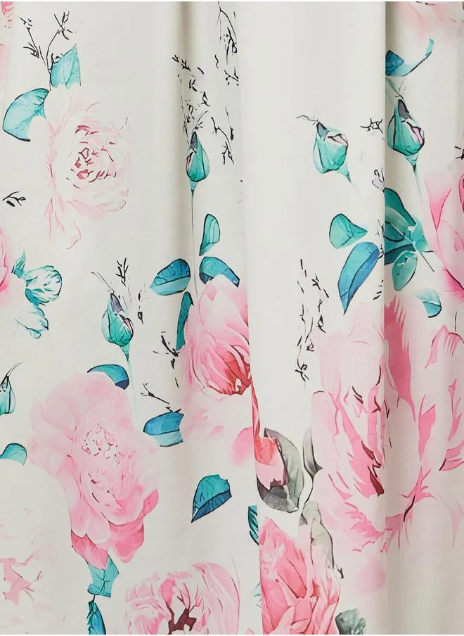 Styli Placement Printed Pleated A-Line Midi Skirt