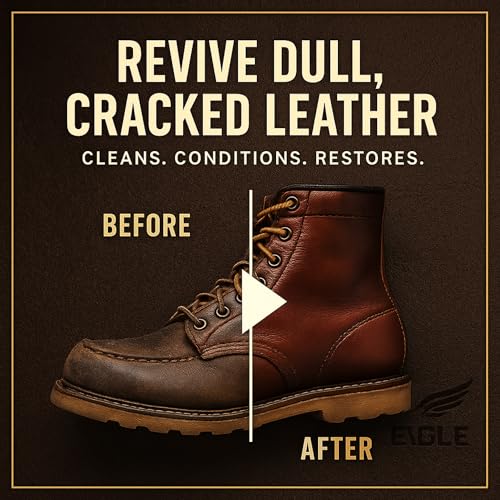 Eagle طقم مكيف جلد زيت المنك 4 في 1 – معجون مقاوم للماء بوزن 3.52 أونصة مع فرشاة شعر الحصان، إسفنجة وقماش ميكروفايبر – منظف ومُحافظ للجلد للأحذية، الأحذية، السترات، السروج والحقائب - Image 4