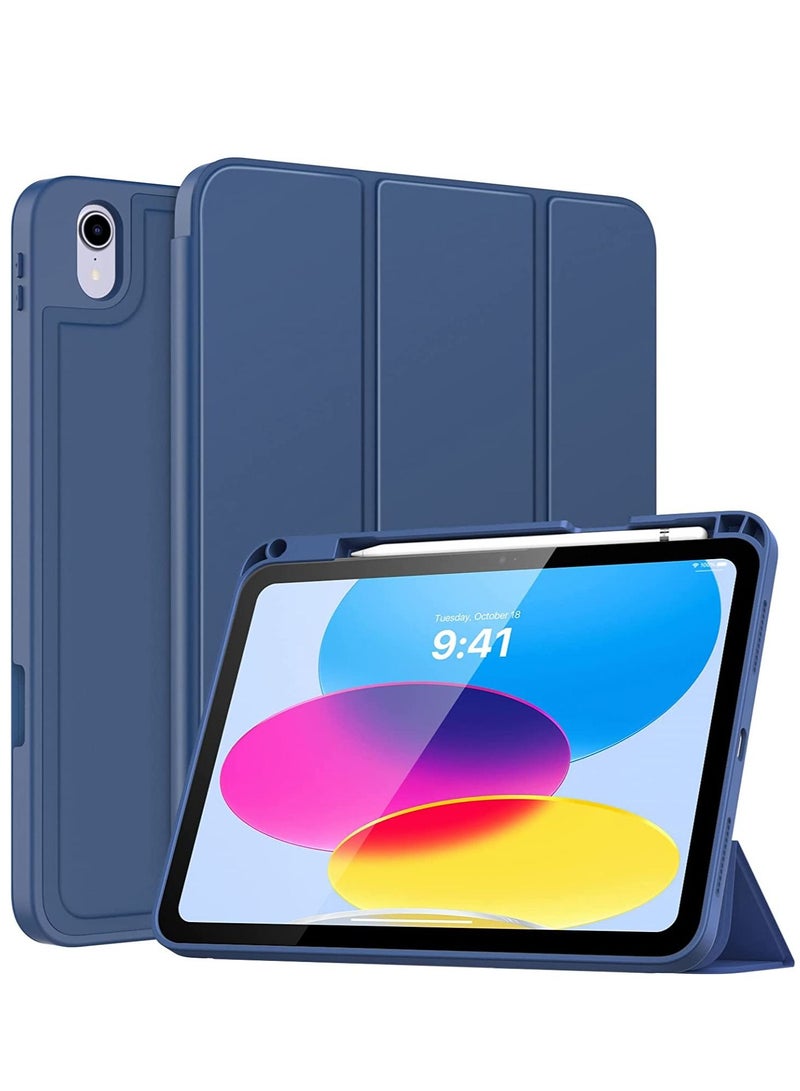 CaseBuy iPad 10th Generation Case with Pencil Holder iPad 10.9 Inch Leather Case 2022 TPU Smart Stand Back Cover Case for iPad 10th Generation Support Touch ID & Auto Wake/Sleep Blue - Image 1