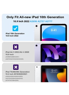 CaseBuy iPad 10th Generation Case with Pencil Holder iPad 10.9 Inch Leather Case 2022 TPU Smart Stand Back Cover Case for iPad 10th Generation Support Touch ID & Auto Wake/Sleep Blue  - Image 5