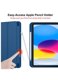 CaseBuy iPad 10th Generation Case with Pencil Holder iPad 10.9 Inch Leather Case 2022 TPU Smart Stand Back Cover Case for iPad 10th Generation Support Touch ID & Auto Wake/Sleep Blue  - Image 4