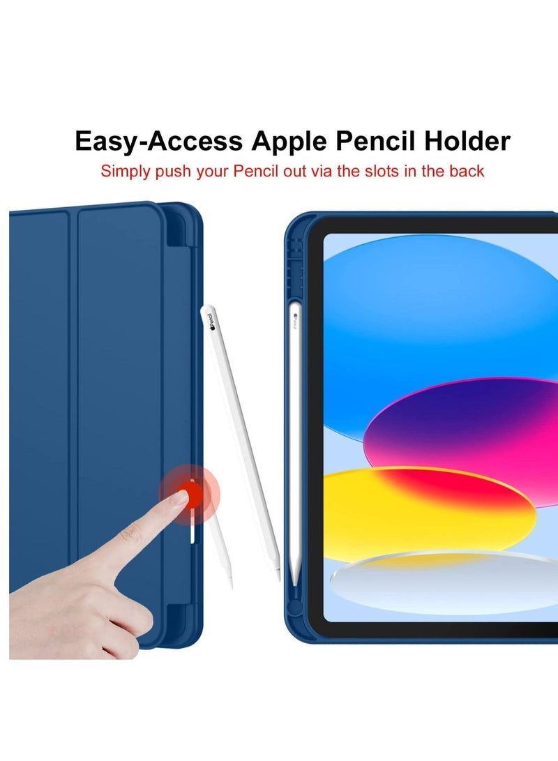 CaseBuy iPad 10th Generation Case with Pencil Holder iPad 10.9 Inch Leather Case 2022 TPU Smart Stand Back Cover Case for iPad 10th Generation Support Touch ID & Auto Wake/Sleep Blue - Image 4