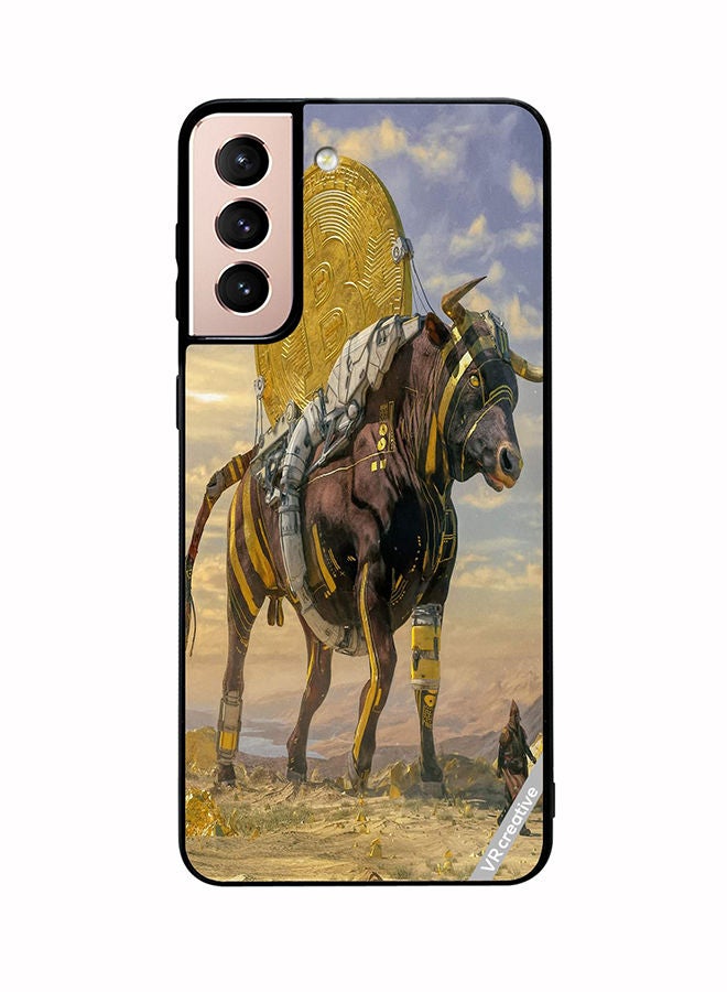 VR CREATIVE Protective Case Cover For Samsung Galaxy S21 Plus 5G Bitcoin Horse Design Multicolour - Image 1