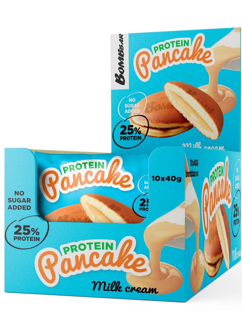 بومبار بان كيك البروتين بحشوة كريمة الحليب بدون إضافة سكر 10 × 40 جم - Image 1