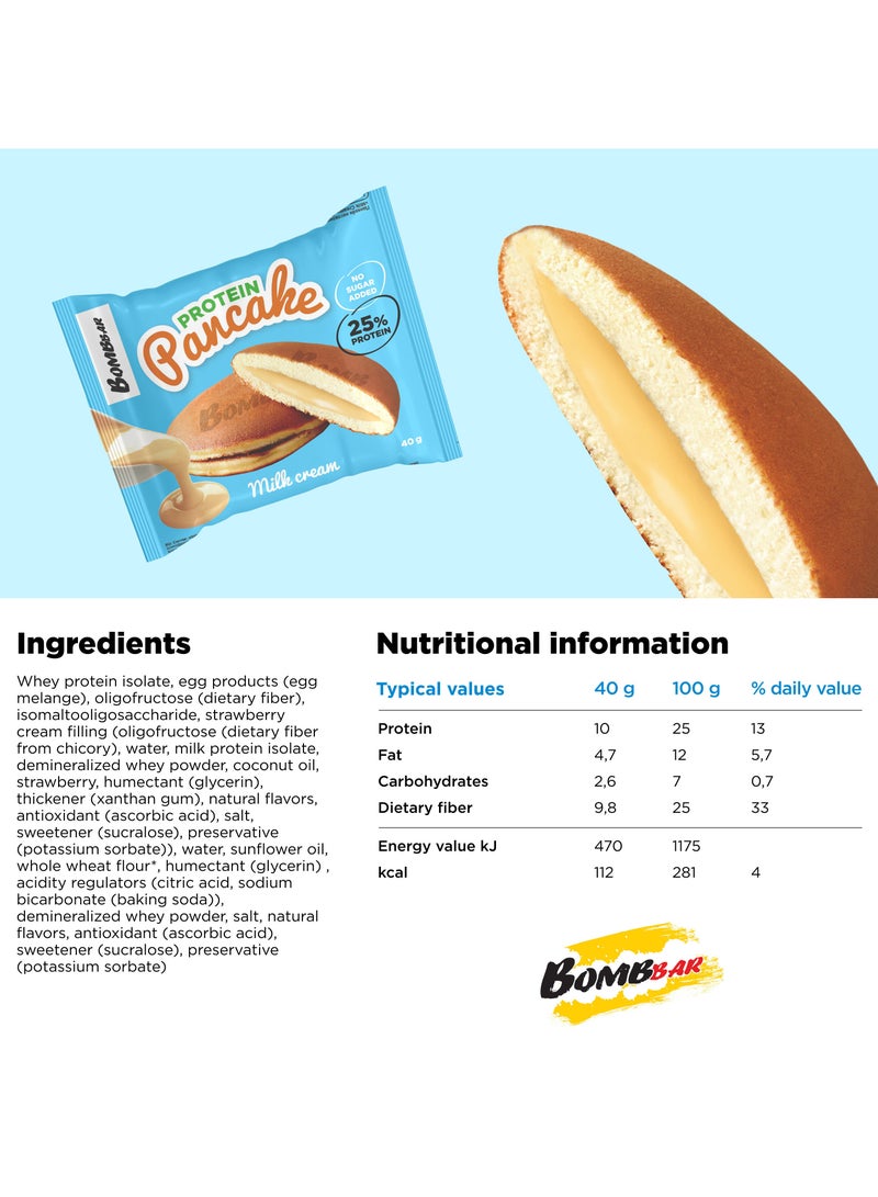 بومبار بان كيك البروتين بحشوة كريمة الحليب بدون إضافة سكر 10 × 40 جم - Image 3