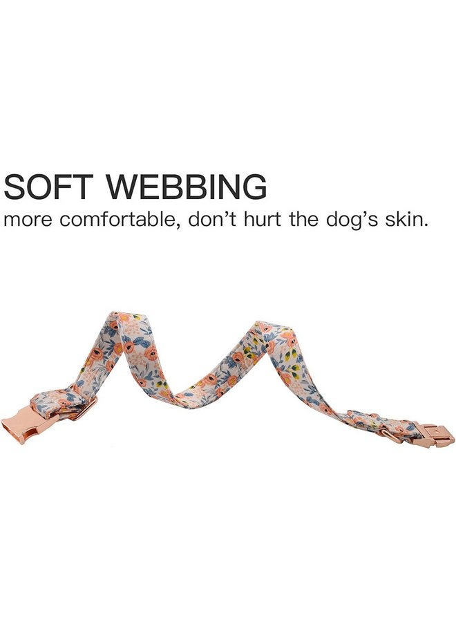 طوق كلب COOLFIY، أطواق حيوانات أليفة بأنماط زهور لطيفة للبنات والأولاد والكلاب الصغيرة والمتوسطة والكبيرة، مشبك معدني قوي باللون الذهبي الوردي، طوق كلب قابل للتعديل من القطن الناعم - Image 3