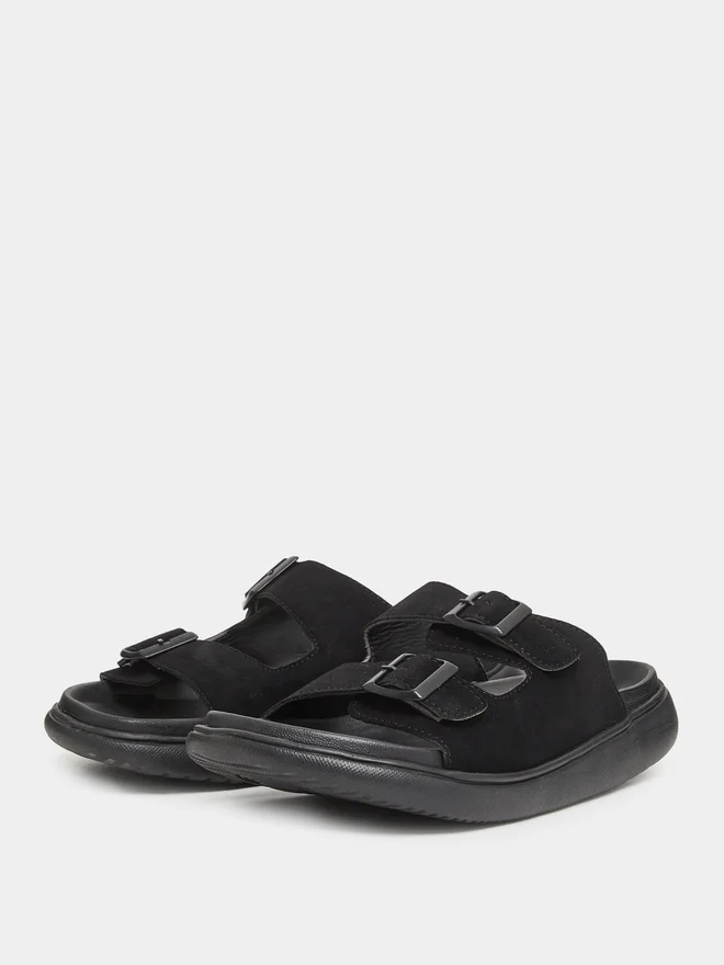 Styli Men Double Strap Buckle Comfort Sandals
