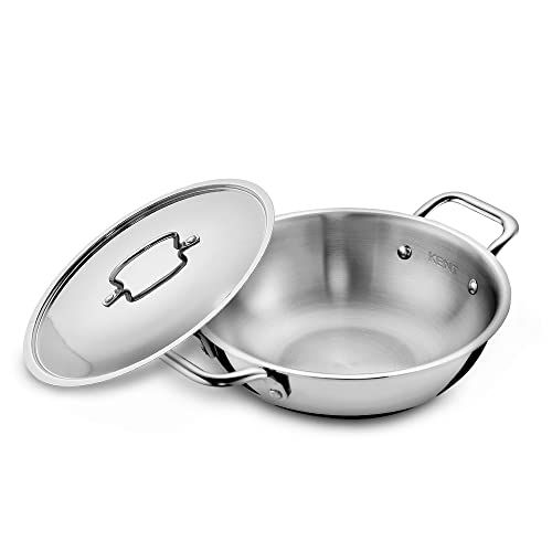 KENT Triply Kadai 26 Cm With Ss Lid 3.1 Liters|Cool-Touch Ss Hollow Cast Handle|Induction Friendly|Dishwasher Safe(Stainless Steel;Aluminium) - Image 1