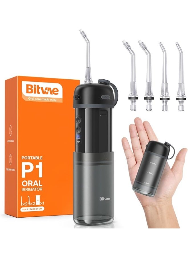 Bitvae Portable Water Flosser for Teeth | Bitvae P1 Mini Dental Floss and Water Floss Pick | Cordless Telescopic Tank Oral Irrigator | IPX7 Waterproof Cleaner for Sensitive Teeth and Braces | Travel Tooth Brush Companion - Image 1