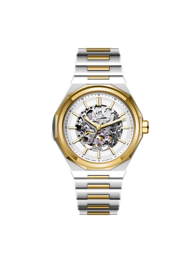 Shanghai Men's Automatic Mechanical Watch National Series Skeleton Luminous Wrisch S8008 Two-tone - Image 4