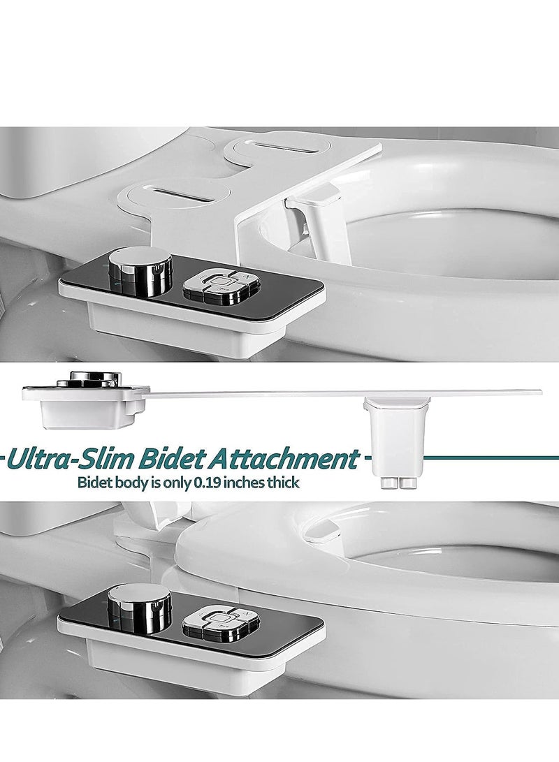 Non-Electric Cold Water Bidet Attachment with Dual Self-Cleaning Nozzles & Pressure Control - Black Toilet Seat Upgrade - Image 4