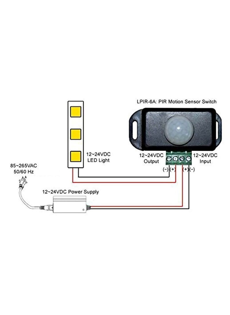 2 Pack Body Infrared Light Switch, 12V/24V PIR Motion Sensor Switch for LED Light Strip Automatic,  Controller LED Strips Lighting