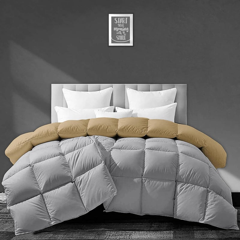 BEDDY FUSION 500 GSM Winter Comforter Double Bed Size 90X100 Premium Collection Heavy Winter Comforter 500 GSM Microfiber Fill DuvetBlanket Double Bed BeigeSilver Grey Color - Image 2