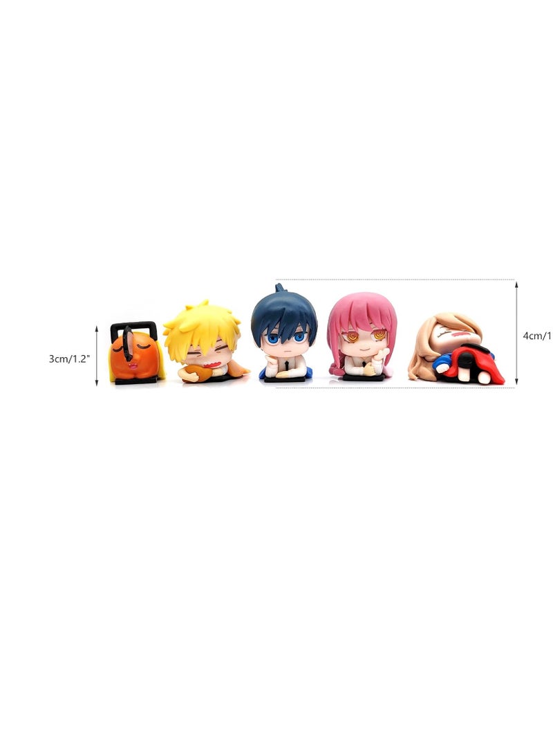 Chainsaw Man Figure Sleeping Set Denji Power AKI Makima Action Figures Anime Figurine Collection Desktop Decor PVC Model Statue Toy Gift for Anime Fans