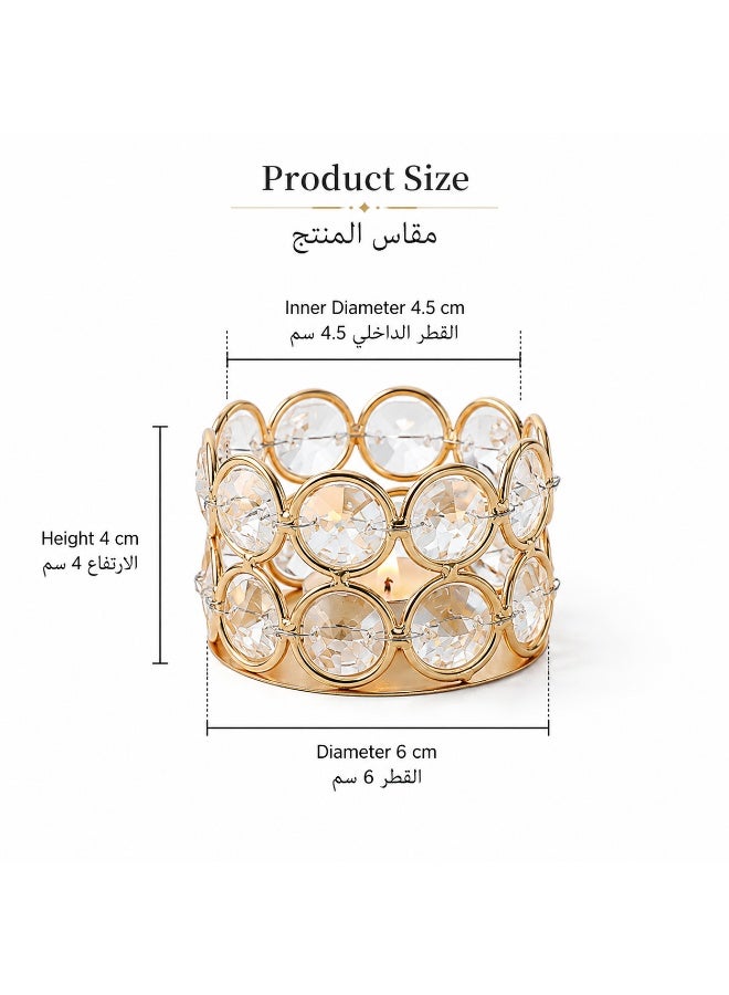 طقم 8 حوامل شموع تي لايت كريستال ذهبية، حوامل شموع معدنية وزجاجية لديكور الطاولة ومراكز التزيين للزفاف ورمضان والعيد والديكور المنزلي - Image 4