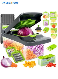 مفرمة الخضارVegetable Chopper,Food Chopper,Pro 16 in1 Multifunctional Onion Chopper,Veggie Chopper,Vegetable Chopper With Container,Vegetable Slicer Dicer Cutter,Mandoline Slicer,Salad,Garlic Chopper