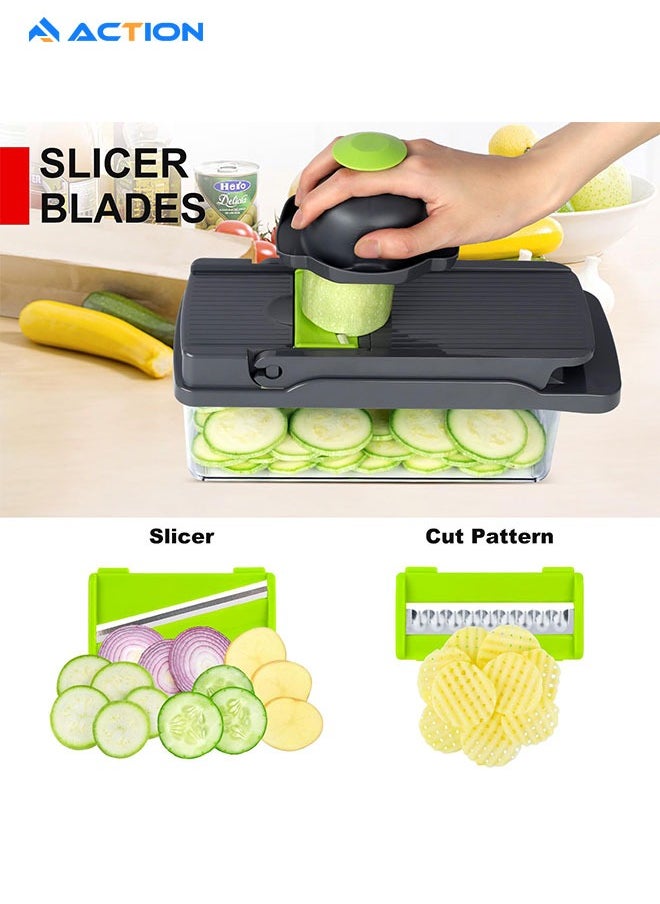ACTION - مفرمة الخضارVegetable Chopper,Food Chopper,Pro 16 in1 Multifunctional Onion Chopper,Veggie Chopper,Vegetable Chopper With Container,Vegetable Slicer Dicer Cutter,Mandoline Slicer,Salad,Garlic Chopper - Image 1