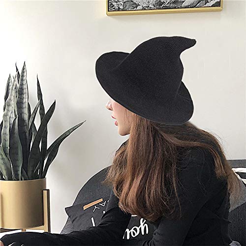 QBSM Witch Hats for Women Modern Knit Wool Hat Cap for Halloween Party Costume - Image 5