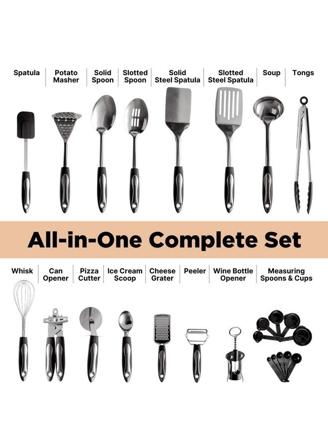 Asani 25-Piece Stainless Steel Kitchen Utensil Set | Non-Stick Cooking Gadgets and Tools Kit | Durable Dishwasher-Safe Cookware Set | Kitchenware Gift Idea, Best New Apartment Essentials - Image 2