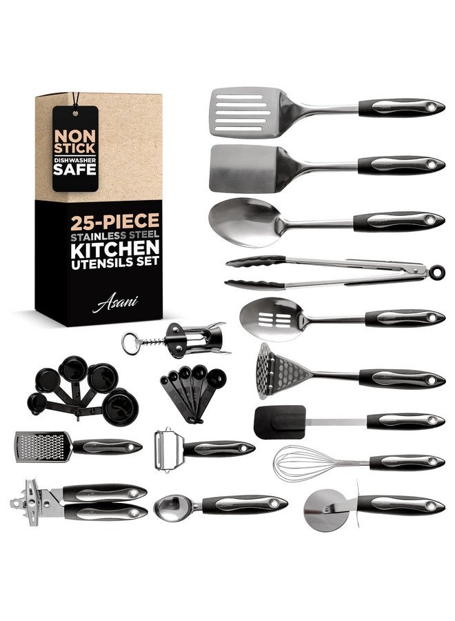 Asani 25-Piece Stainless Steel Kitchen Utensil Set | Non-Stick Cooking Gadgets and Tools Kit | Durable Dishwasher-Safe Cookware Set | Kitchenware Gift Idea, Best New Apartment Essentials - Image 1