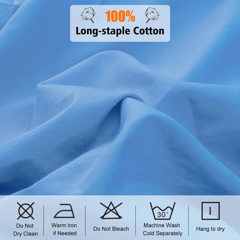 Lirex ورقة LIREX ذات الحجم الكامل 100 ٪ من القطن المصري 300 الخيط العد ناعم التنفس ورقة مركبة 135x190cm السماء الأزرق - Image 4