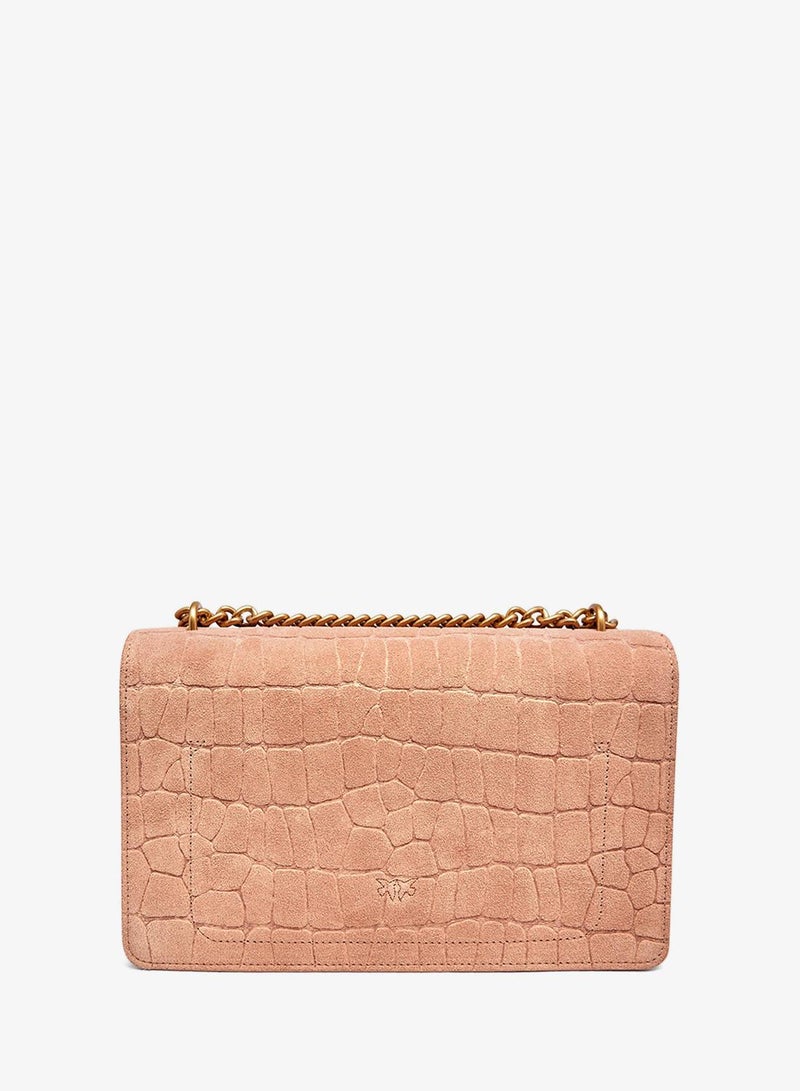 PINKO Love Bag One Medium crossbody crocodile-print leather - Image 3