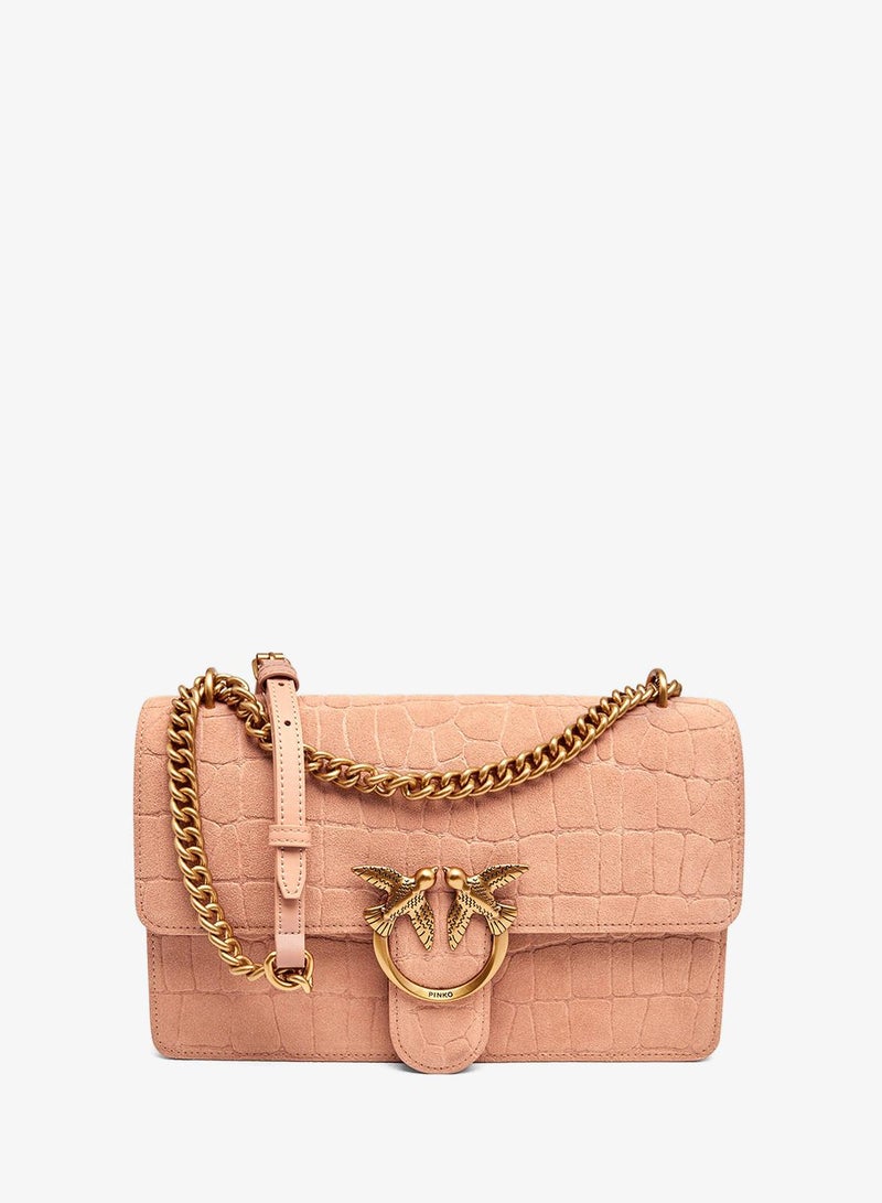 PINKO Love Bag One Medium crossbody crocodile-print leather - Image 1