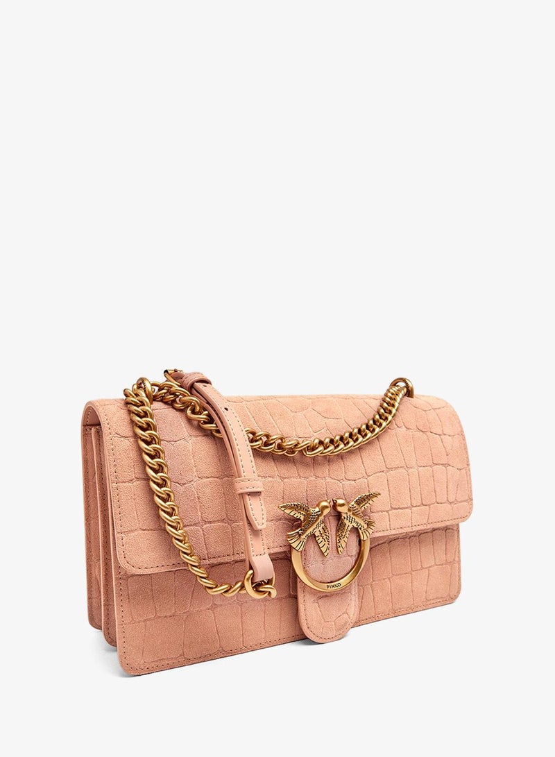 PINKO Love Bag One Medium crossbody crocodile-print leather - Image 4