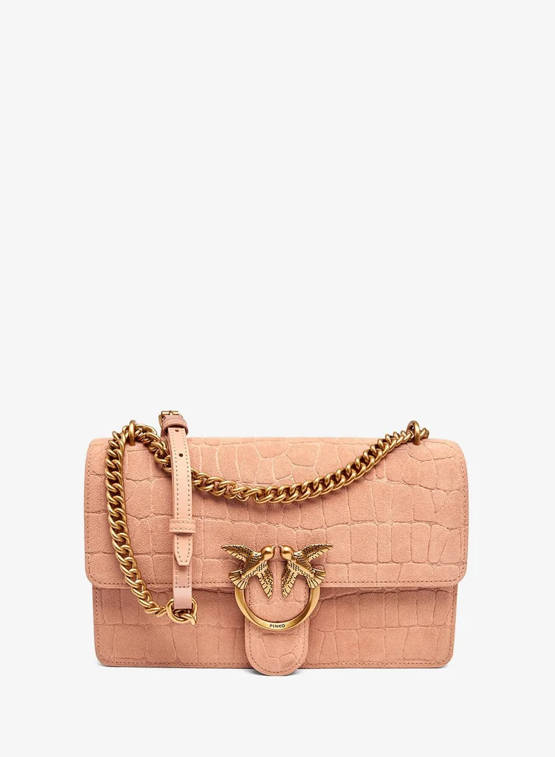 PINKO Love Bag One Medium crossbody crocodile-print leather