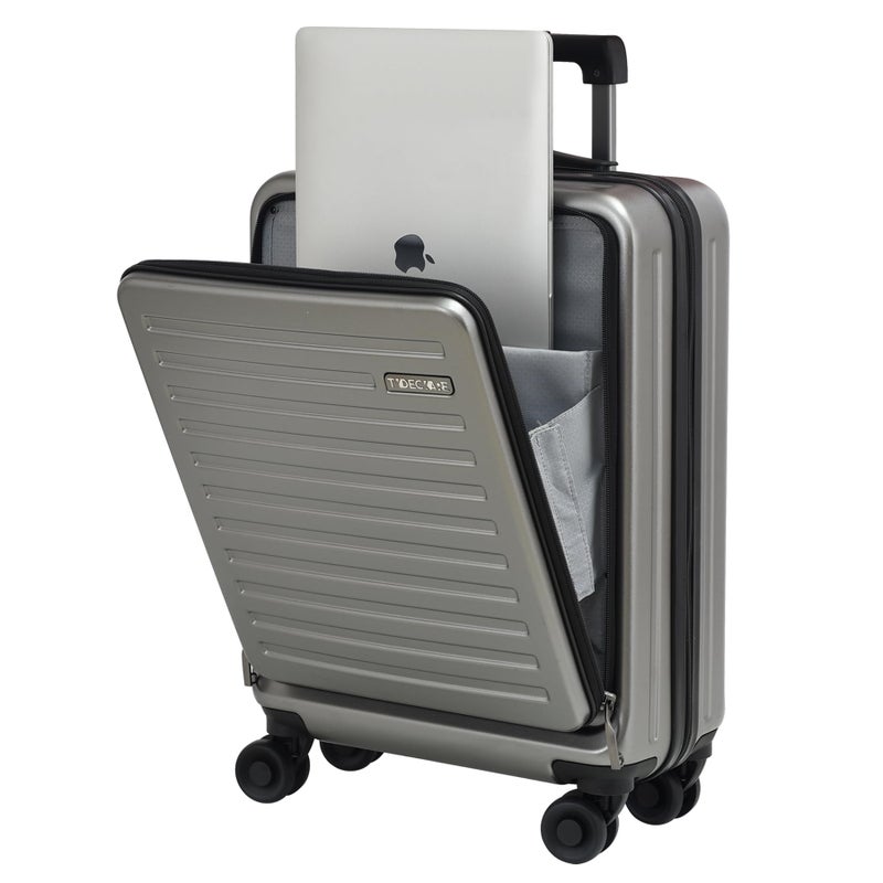 TydeCkare 20 Inch Carry On Luggage with Front Pocket, 21.65 * 15.35 * 7.87" Suitable for Airplane Overhead Bin, 34L Lightweight PC+ABS Hardshell with YKK Zipper, Approved, Dark Gray - Image 2