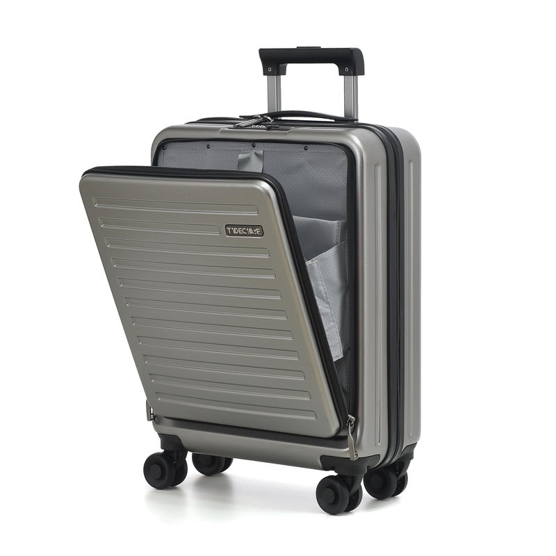 TydeCkare 20 Inch Carry On Luggage with Front Pocket, 21.65 * 15.35 * 7.87" Suitable for Airplane Overhead Bin, 34L Lightweight PC+ABS Hardshell with YKK Zipper, Approved, Dark Gray - Image 1