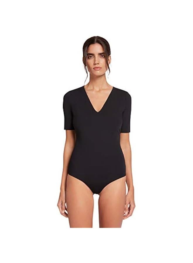 Women's Vermont String Bodysuit: Lightweight Jersey Deep V-Neck with Short Sleeves and Snap Closure - Image 1
