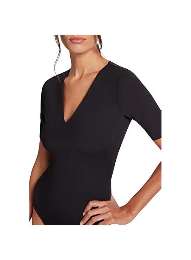 Women's Vermont String Bodysuit: Lightweight Jersey Deep V-Neck with Short Sleeves and Snap Closure - Image 4
