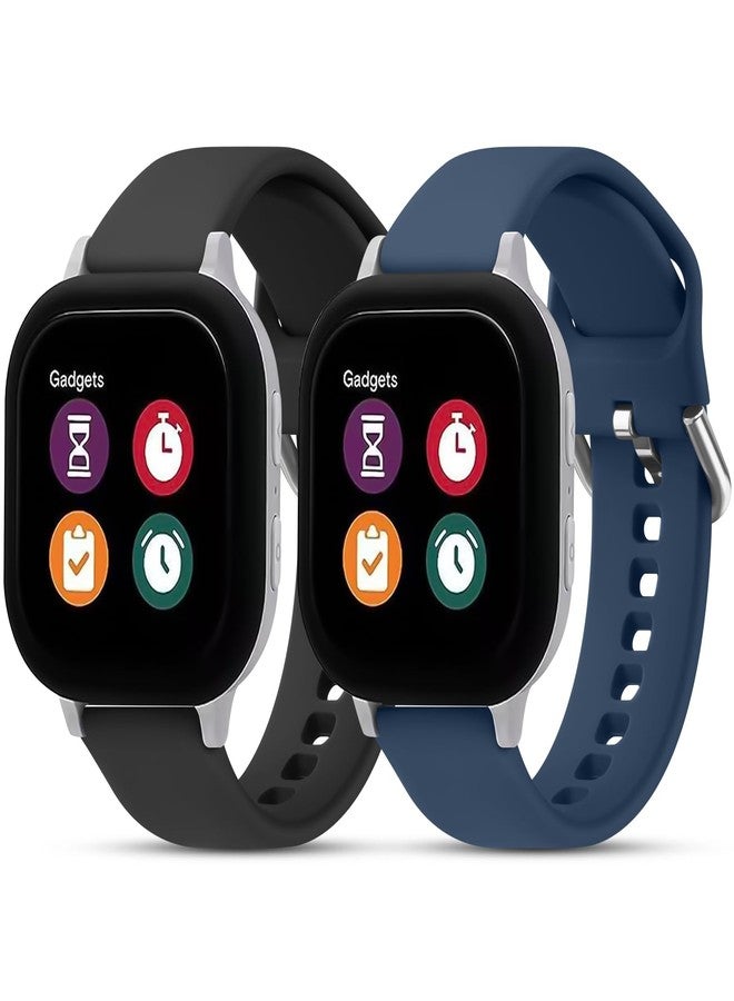 Meliya 2 Pack Replacement Bands Compatible with Gabb Watch 3 2 1/ Gizmo Watch 3 2 1/T Mobile SyncUP Watch, Waterproof Silicone 20mm Wrist Strap (Black/Blue) - Image 1