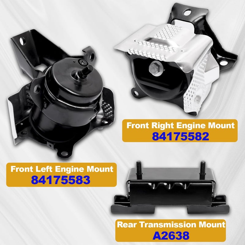 Generic Set of 3, Front Left & Right Engine Motor Mount & Trans Mount Compatible with 2014-2018 Sliverado Sierra 1500 V8, 2015-2020 Escalade Suburban Tahoe Yukon XL 4WD, Replace OE: 84175582, 84175583, A2638  - Image 2