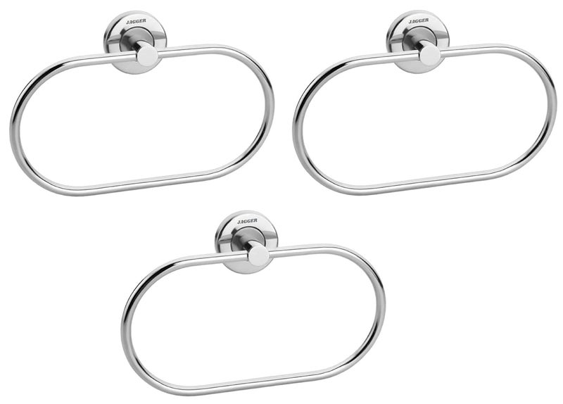 FOLX FBA02 Oval Shape Towel Rings/Towel Holder/Hand Towel Stand/Cloth Hanger Napkin Holder/Cloth Stand Towel Holder for Bathroom Kitchen Washbasin (3, Chrome Finish) - Image 1
