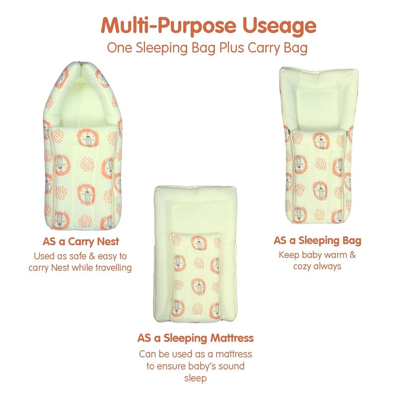 1st Step سرير أطفال 3 في 1 من قطن موسلين 100%، كيس نوم وعش محمول، فراش قطن للأطفال حديثي الولادة والرضع، سرير محمول، لحمل الأطفال والنوم، سرير نوم للأطفال غير محدد الجنس (YLLION) - Image 3