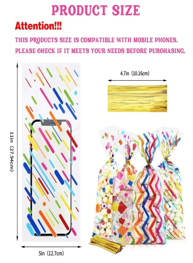 Docvania Cello Cellophane Treat Gift Bags, Holiday Cellophane Bags, Cookie Bags, 5 X 11 inch Candy Bags with Ties, 100 Gift Bags for Mother's Day, Valentine's Day, Christmas, Birthday Parties, - Image 2