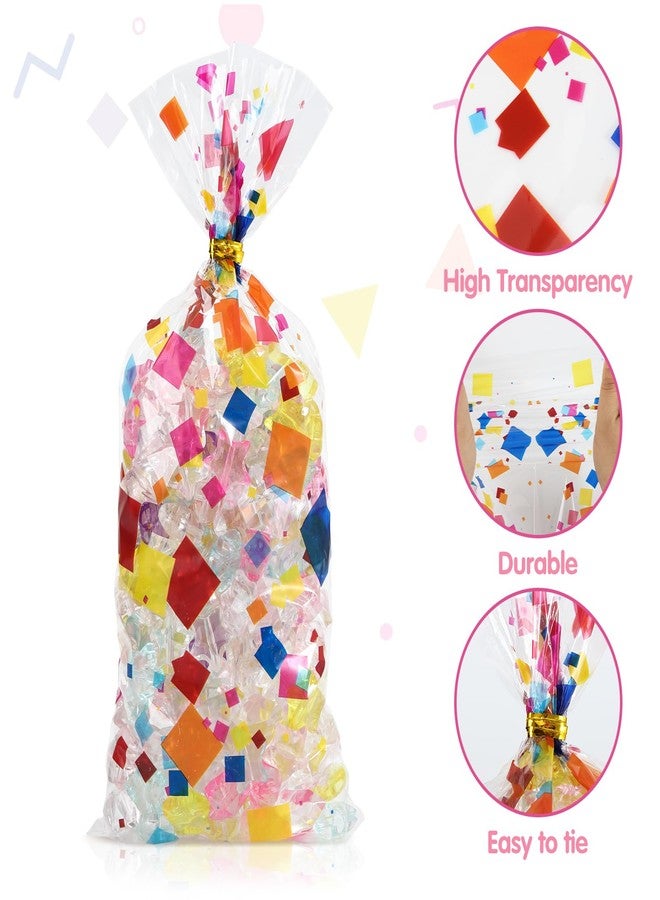Docvania Cello Cellophane Treat Gift Bags, Holiday Cellophane Bags, Cookie Bags, 5 X 11 inch Candy Bags with Ties, 100 Gift Bags for Mother's Day, Valentine's Day, Christmas, Birthday Parties, - Image 3