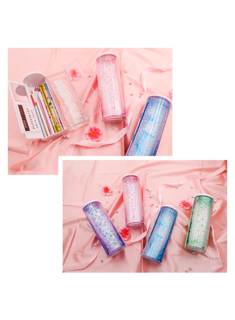 Nbx Multi-functional Quicksand Pencil Case Cartoon Pattern Magnetic Close Large Capacity Pen Holder With Mirror Solar Energy Calculator Dry Erase Marker Stationery Storage Box For Office School Teen Boys Girls Students Multicolour - Image 4